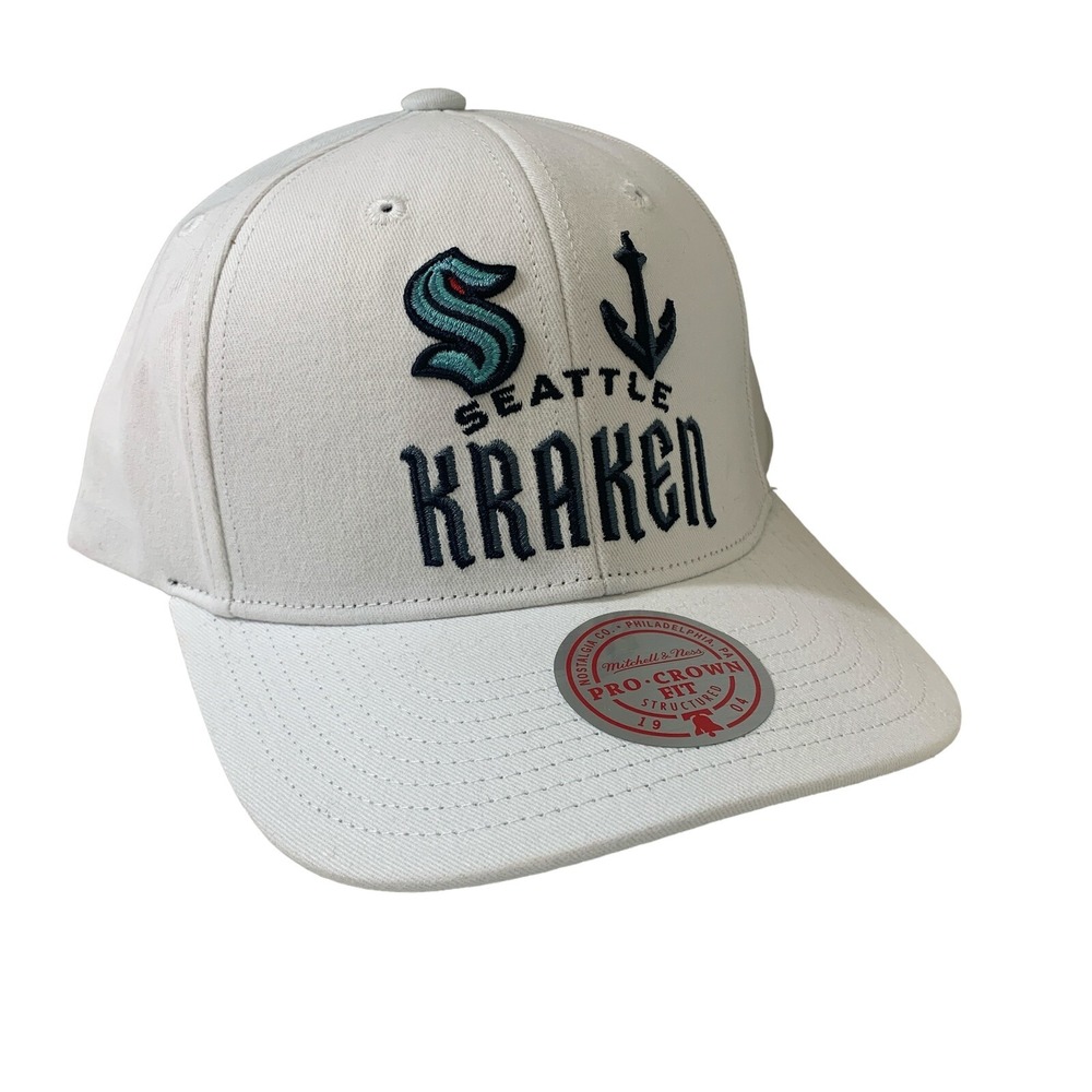 Seattle Kraken Mitchell & Ness NHL White Adjustable Snapback Cap Hat OSFM
